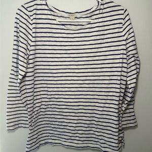 J. Crew 3/4 Sleeve White and Black Tee